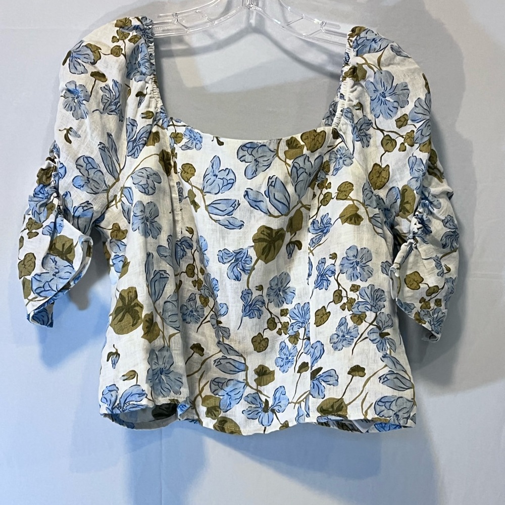 Joie Cream Blouse Lovely Pleats Embroidery Ruffled Accents Large Top Party New